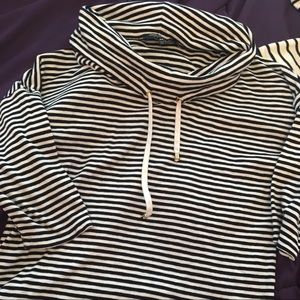 Black and white striped sweat shirt